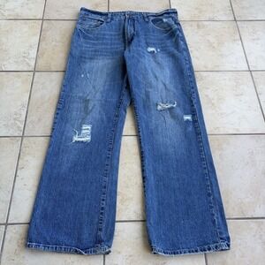 Vtg Flypaper Jeans Mens 36x32 Blue Denim Bootcut Baggy Distressed Grunge Y2K